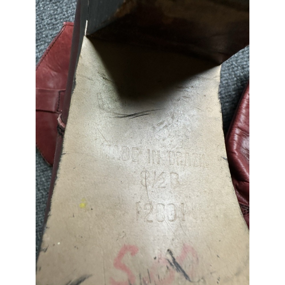 Women's Vintage Red Leather Western Cowboy Boots Made in Brazil, Size US 8.5 B - Picture 5 of 6